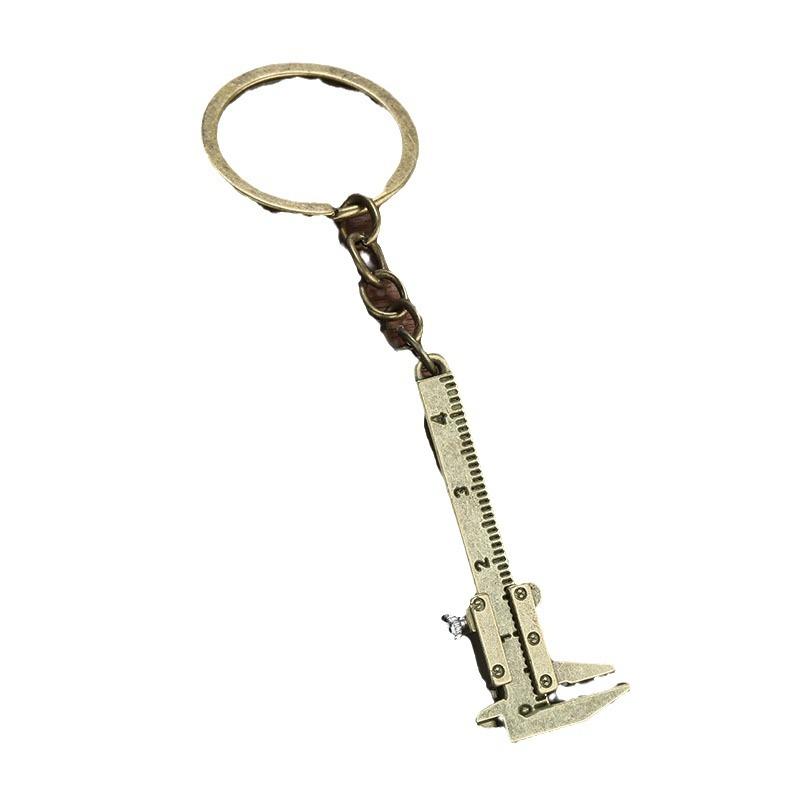 Portable Mini Vernier Caliper Keychain Mini Metal Ruler Car Key Chain Movable Vernier Caliper Ruler Model Keychain Keyring Gift