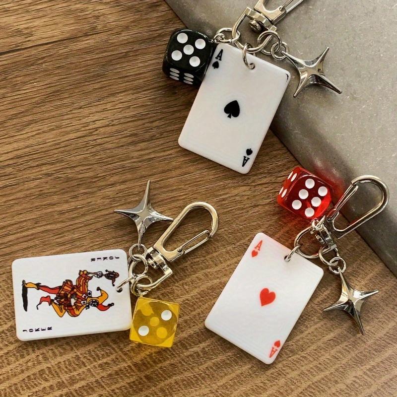 Pik Karo Kreuz Legierung Metall Schlüsselanhänger, Dekorativer Schlüsselanhänger für Taschen, Cartoon Zahlen Thema Schmuck, Auto Schlüsselanhänger, Anhänger