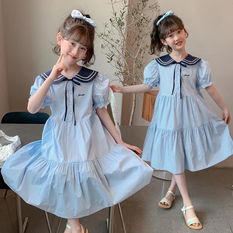 Girls' summer dress 2026 new stylish girls' college style dress children's summer dress super beautiful princess dress