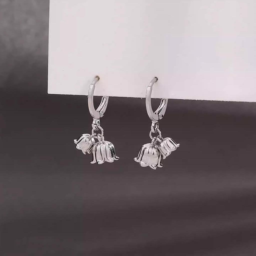 S925 Silver Lily Flower Dangle Earrings - Luxury Niche Design, High-Class Forest Style for Women