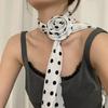 Fashionable Neck Scarf Lightweight Long Muffler with Elegant Round Dot and Rose Pattern Trendy Women's Accessory