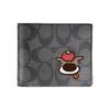 Coach [Customized Bag] 3 IN 1 Wallet MAY All the Way Gothic Oracle Leather Wallet Men's Black Strawberry Puppy