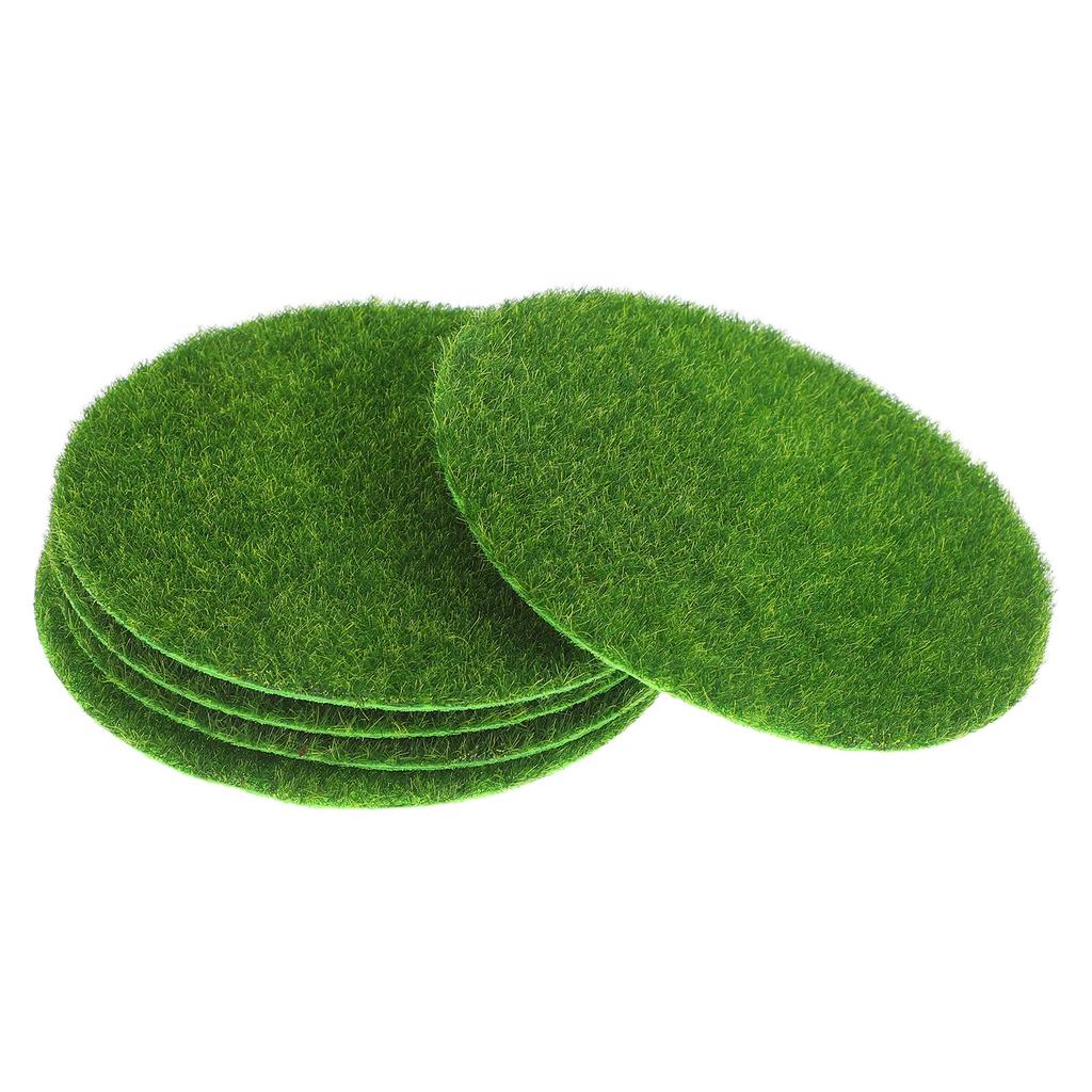 5Pcs Artificial Moss High Realism Green Decorative Round Micro Landscape Mat for Indoor Plants Succulent Bonsai Garden Craft