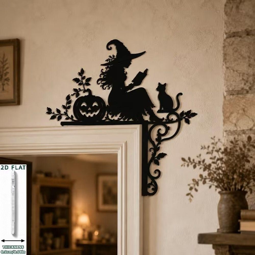 Black Halloween Witch Pumpkin Door Corner Witch Shaped Halloween Home Decor Outdoor Yard