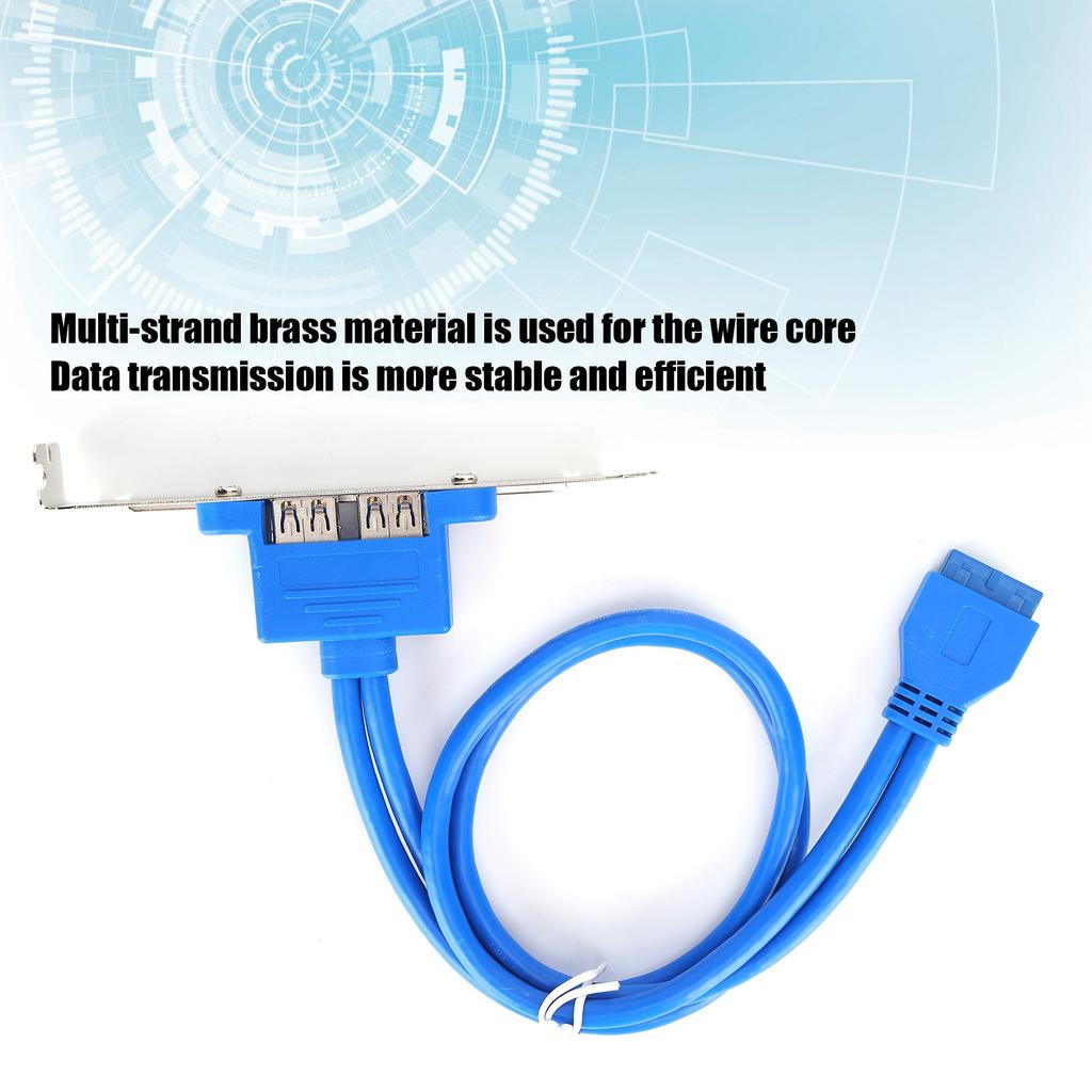 Double USB Baffle Cable Motherboard 19 Pin to Dual Port A Female Extension Rear Panel Bracket