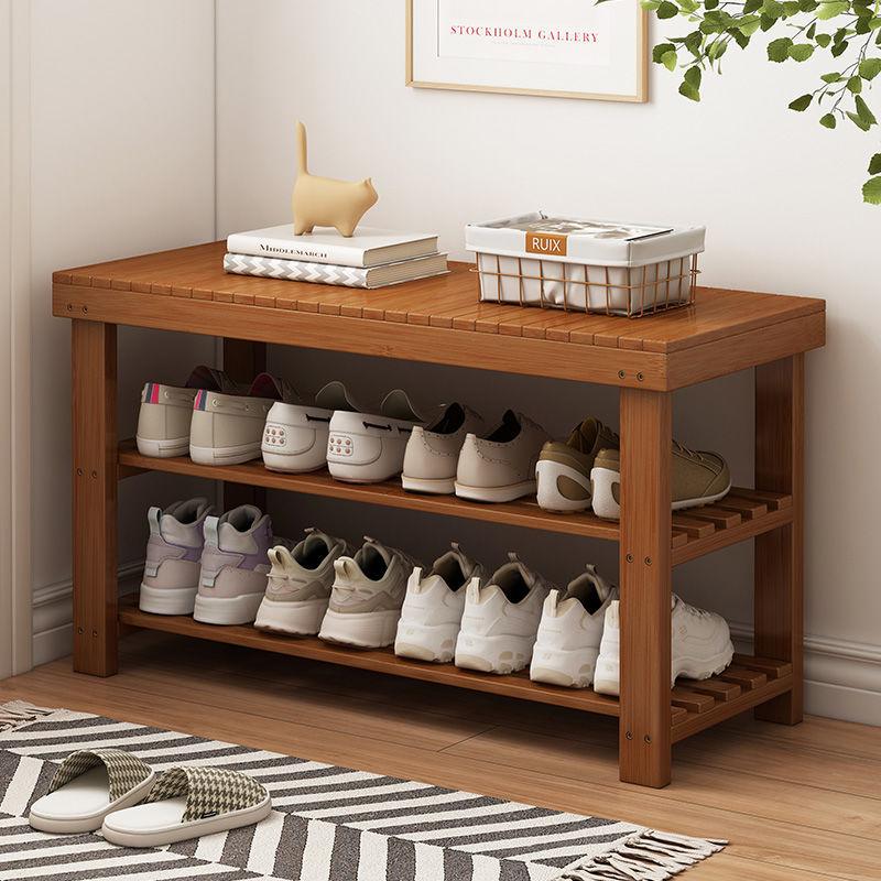 Прихожая Обувница Обувной шкаф Табурет для переобувания Вход Дверной проем Обувной шкаф Табурет Интегрированное сиденье Дом Длинная скамья Табурет для обувания Стиль Three layers 50x25x43cm темно-коричневого