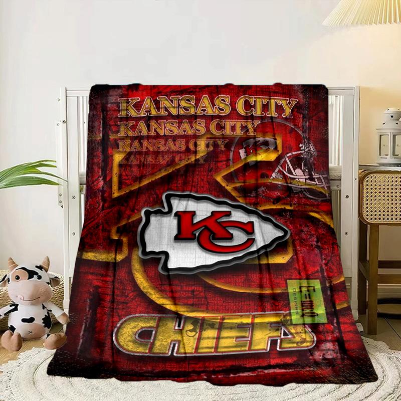 Kansas Chiefs Logo Portable Blanket/Soft Blanket Bedding Blanket Suitable for Travel Camping Living Rooms Offices Sofas Fan Gifts