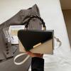 Korean Version of Simple Hand Carry Shoulder 2025 New Fashion Diagonal Splicing Contrasting Color Small Square Bag Portable Messenger Commuter Woman