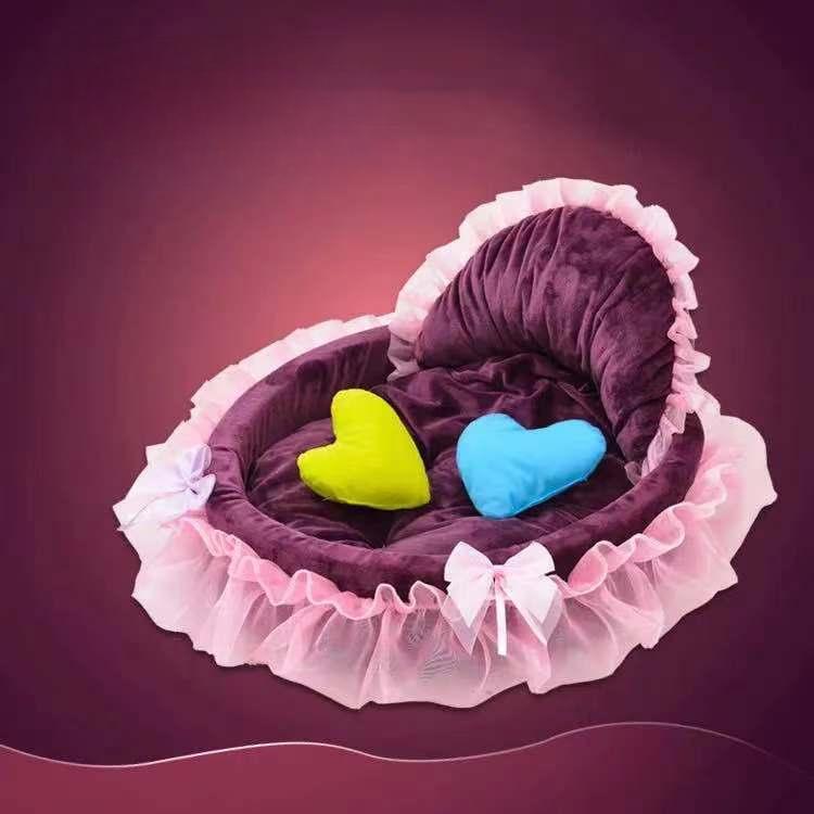 

Новая креативная собачья будка с бантом для питомца, кружевная кровать принцессы, овальная кровать принцессы-гнездышка для питомца S 46 * 23cm