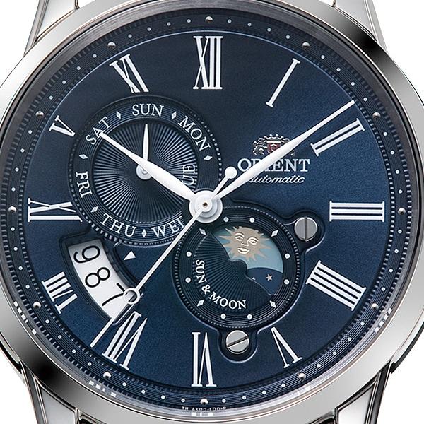 Orient Herren TRN-AK0004L (Orient Classic SONNE & MOND) Runde Uhr Blau Edelstahl Mehrzeiger Analog