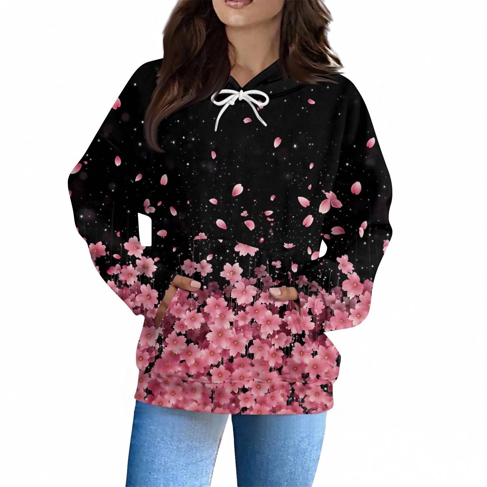 

Women s Fashion Daily Casual Hoodie Long Sleeve Printed Top L чорний
