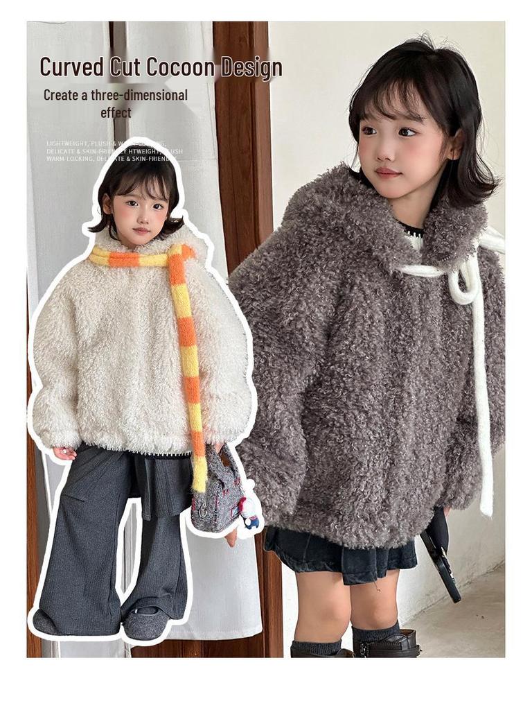 2025 Herbst/Winter Kinder Plüsch Hasenohren Kunstfellmantel