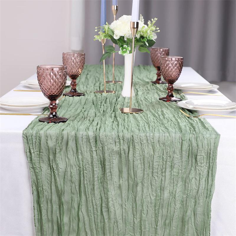Semi-Sheer Gauze Table Runner Sage Cheesecloth Table Setting Dining  Vintage Wedding Decoration Banquets Arches Retro Boho Decor