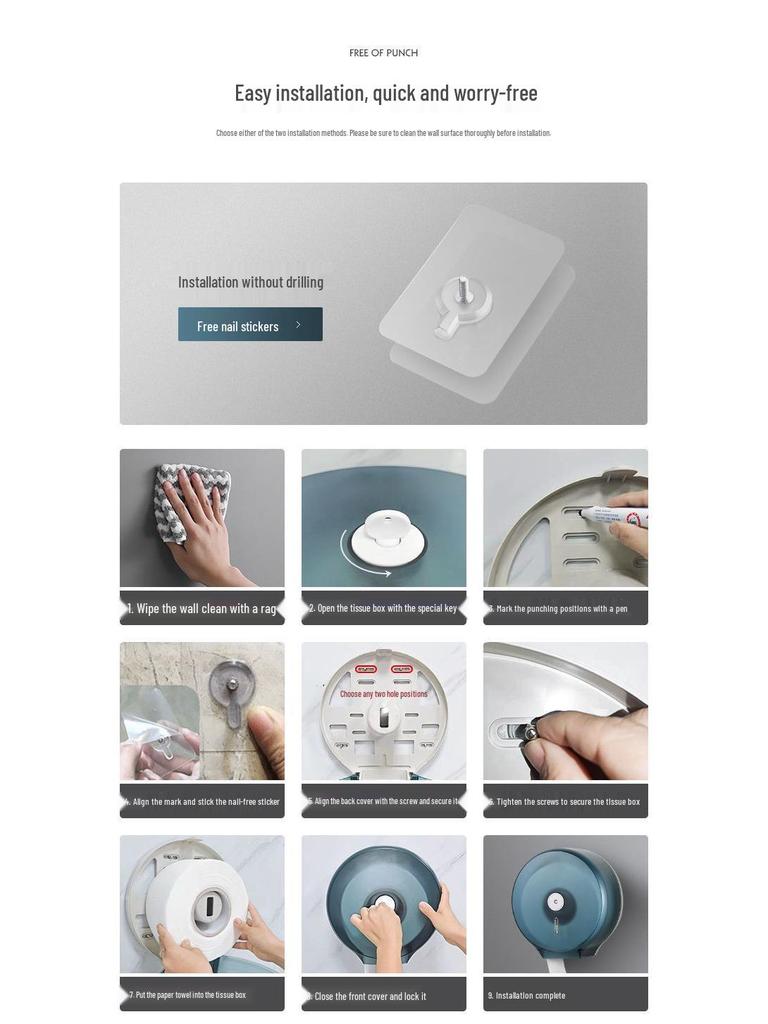 Waterproof Large Roll Toilet Paper Holder for Hotel or Guesthouse Bathrooms