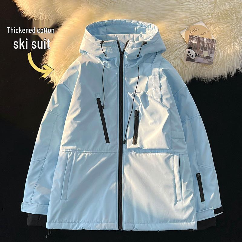 

AK Водонепроницаемый лыжный костюм унисекс с капюшоном: Теплая, с хлопковой подкладкой, утолщенная куртка для альпинизма, для улицы, с защитой от снега и молнией. L