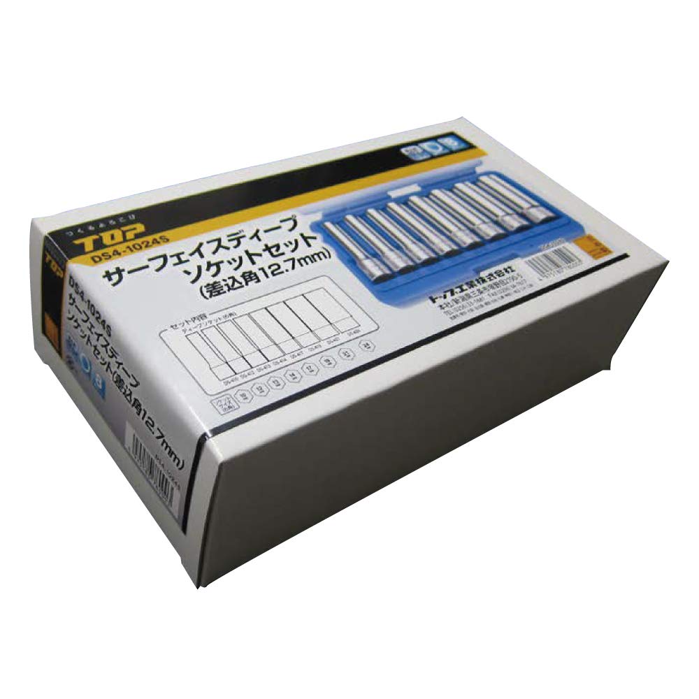 Top Industrial Surface Deep Socket Set for Socket Case Made In Japan (TOP) (8-Piece) Wrenches, 12.7mm Drive, Included, DS4-1024, Tsubame-Sanjo,