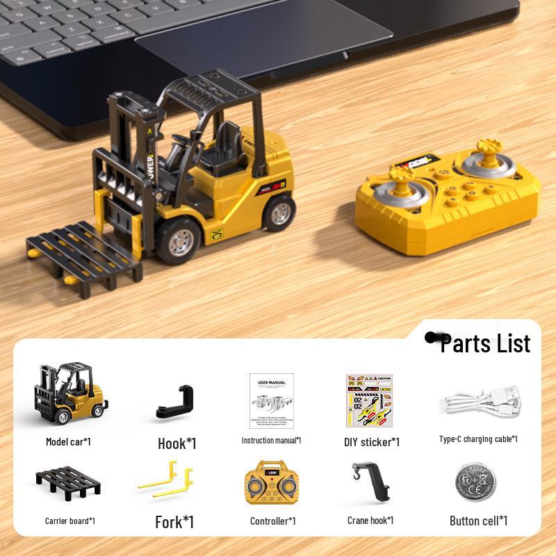Крест1:64-канальная радиоуправляемая игрушка-вилочный погрузчик из сплава с управлением через мобильное приложение 1:64