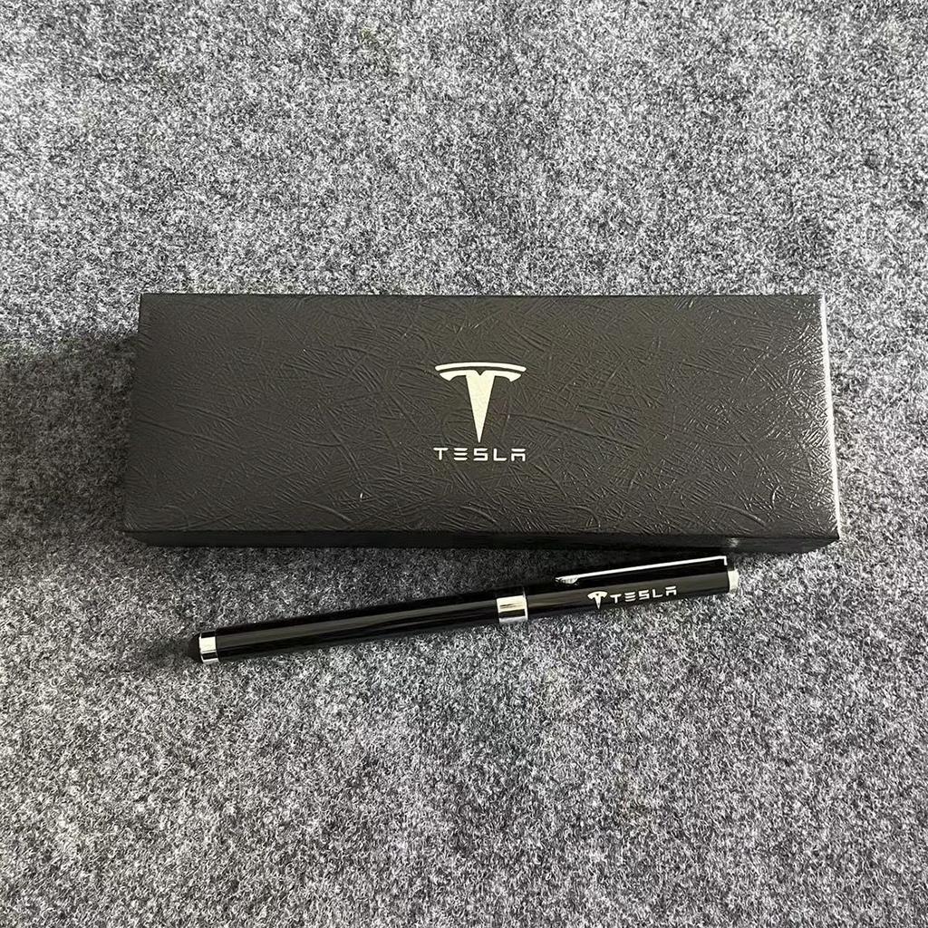 AAAIV1 High Quality Tesla Logo Neutral Pen Enthusiasts Gifts Box Business Signature Pen Student Stationery Writing Metal Pens Accessory