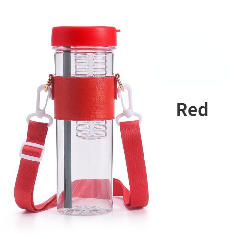 800ml Large Capacity Water Bottles with Strap Dry Wet Separation Fruit Lemon Filter Plastic Drinking Bottle with Straw Outdoor Sports Water Cup