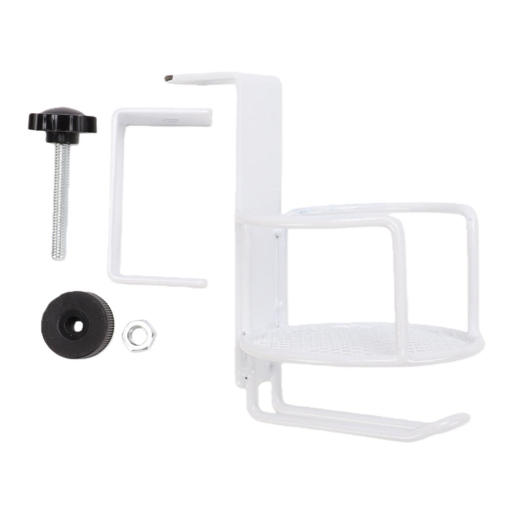Desk Cup Holder Headphone Hanger Metal 2 in 1 Table Cup Holder Under Desk Headphone Bag Hook for Home Office White