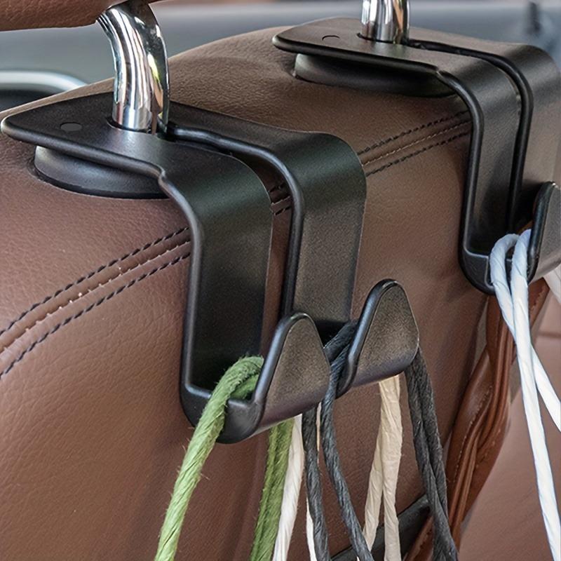 2pcs Heavy-Duty Car Seat Back Hooks Versatile Double Storage Hooks for Convenient Space-Saving Car Organization.