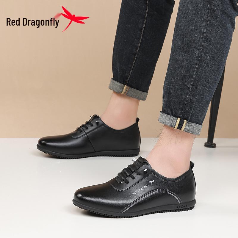 Red Dragonfly Men's Black Waterproof Leather Casual Sports Shoes – Autumn/Winter Collection