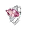 Ring Inlaid With Pink Crystal Zircon Teardrop Shape Women's Elegant Wedding Party Anniversary Jewelry Gift