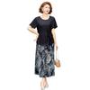Summer Temperament Lace-Up T-Shirt & Versatile Skirt Set for Middle-Aged Women