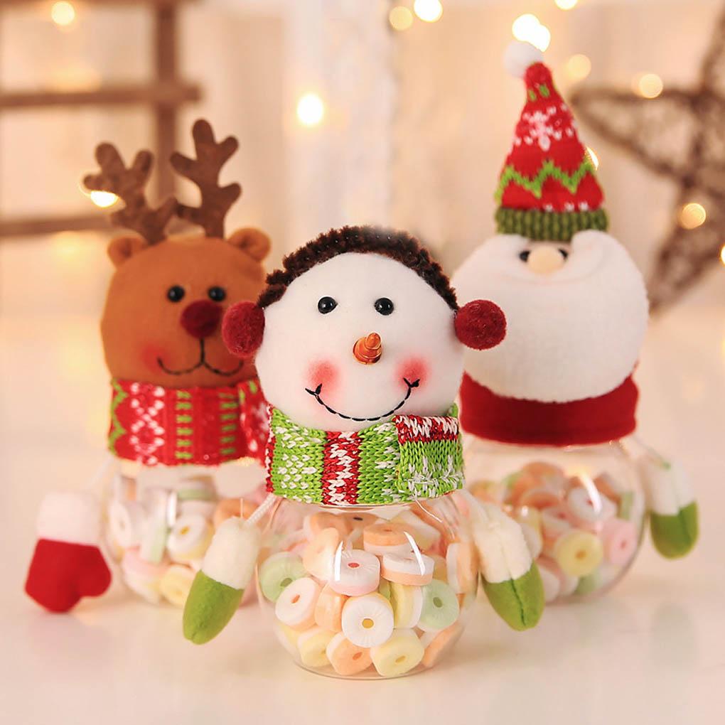 Christmas Candy Jar Sugar Box Xmas Gift Bag Santa Claus Transparent Candy Box
