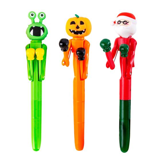 Yousheng Fun Boxing Pen with Movable Arm 0.5mm Blue Ink Ballpoint Pen Cartoon Stress Relief Writing Tool Novelty Gift