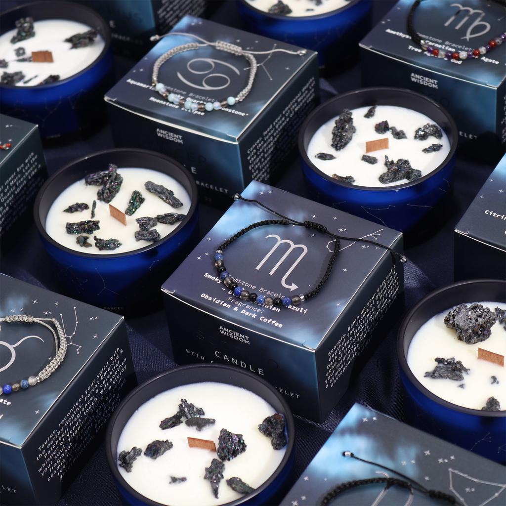 Leo Zodiac Candle and Bracelet Set 2 Piece