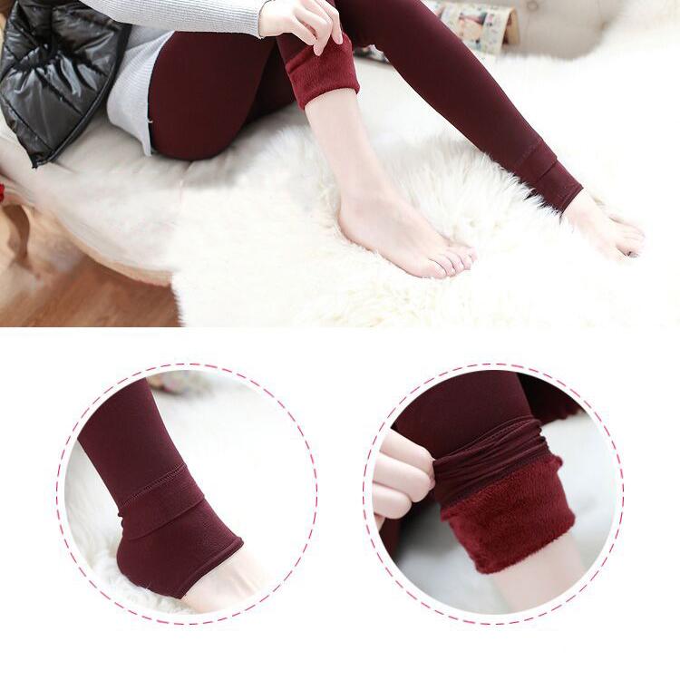 Winter Leggings Knitted Velvet Casual Leggings New High Elastic Thickened Warm Black Women's Pants Slim Fitting Pants Women's Le