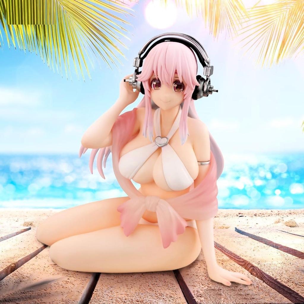 Super Sonico Figurka Zarážka na Nudle Bílé Bikiny Oficiální Zboží SUPER SONICO Ver. [1 Typ]