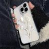 White hyacinth and butterfly TPU phone case suitable for iPhone 17 16 15 14 13 12 11 Pro/Max/Plus anti drop and shockproof