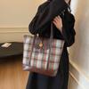 Autumn woolen plaid large-capacity bag women's 2025 new retro tote bag versatile casual backpack