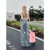 Plus Size Floral High Waist Wide Leg Jeans for Women - Spring/Autumn Trend