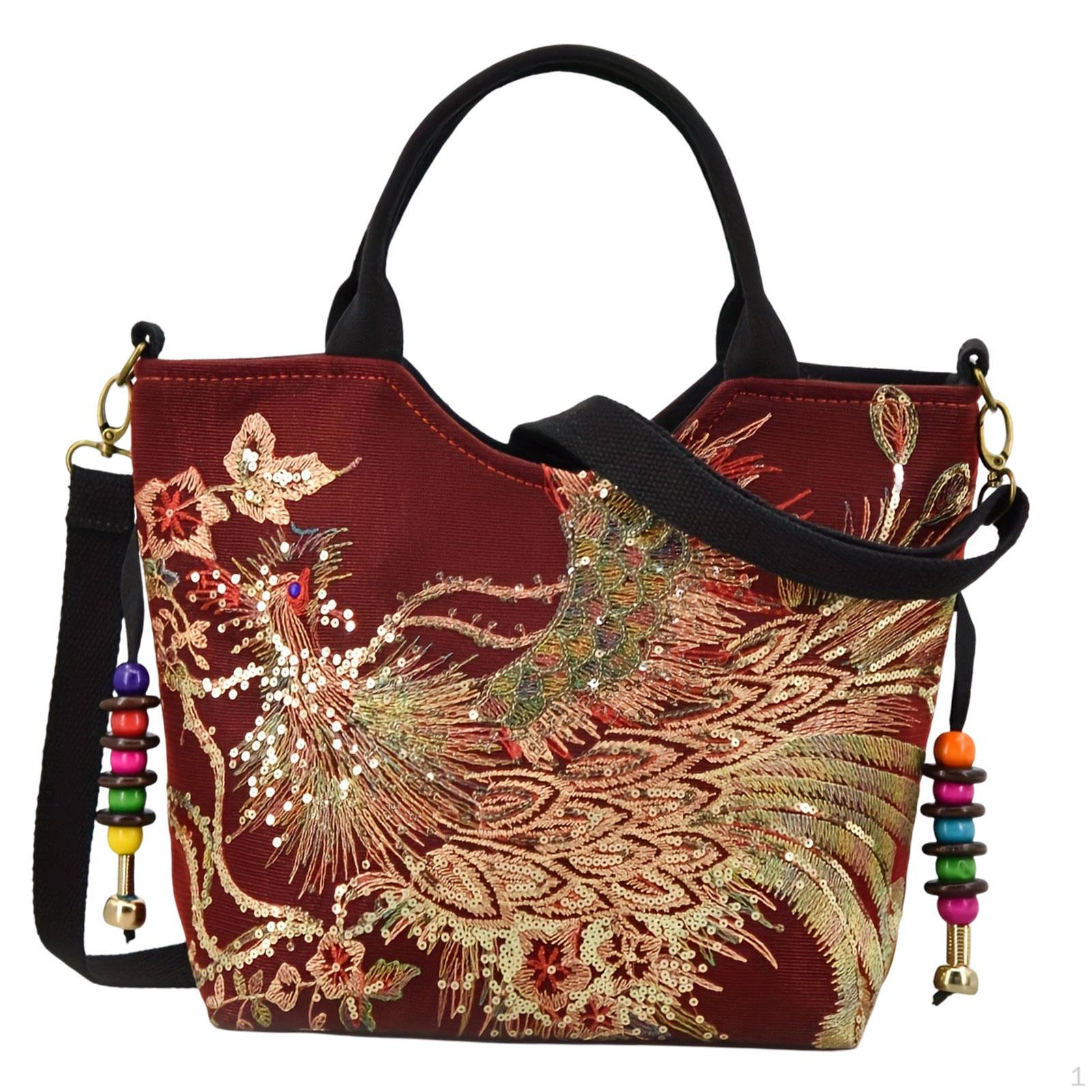 

Сумка-тоут из холста с вышивкой для женщин, которые всегда на ходу Red