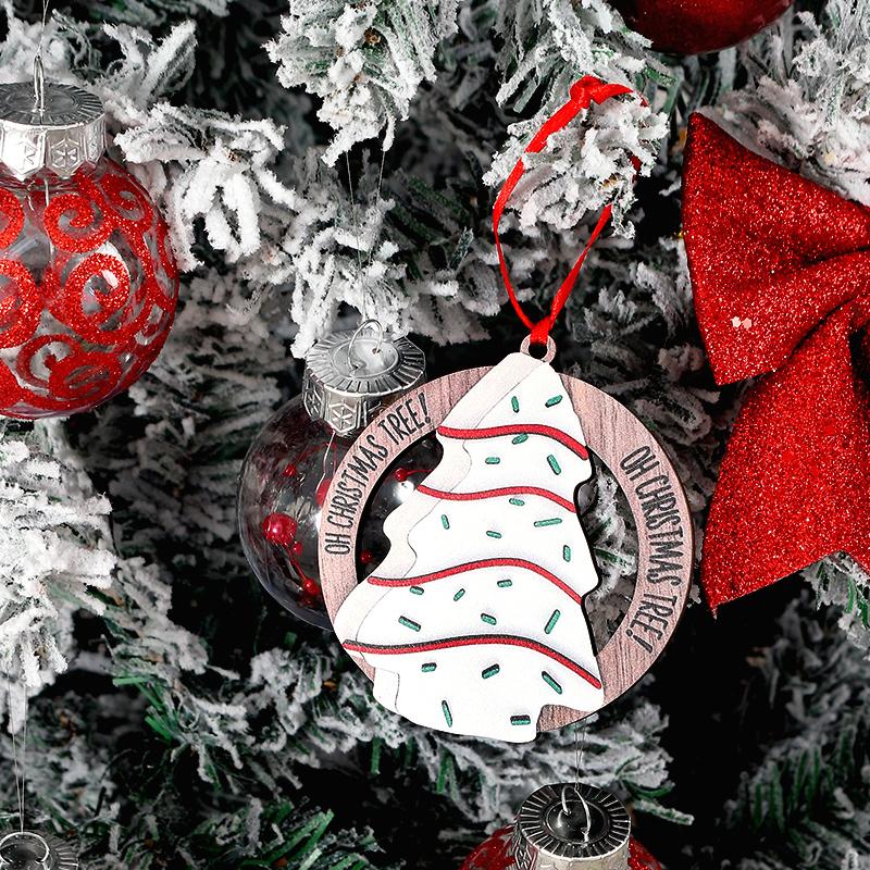 Christmas Pendant Wooden Christmas Tree Ornaments Xmas Hanging Pendants for Home Room Party Decor 2025 New Year Gift Accessories