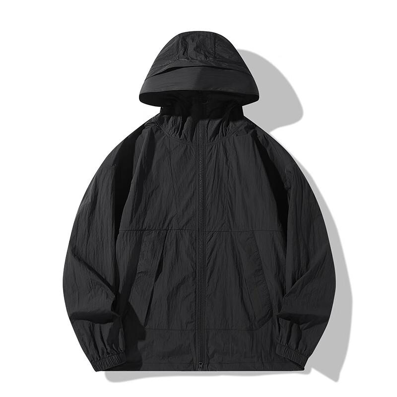 Longchan Black Glue Detachable Brim Sun Protection Jacket M