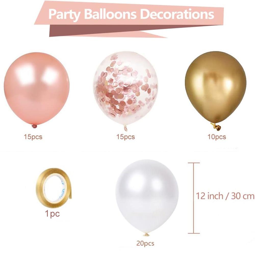 60/50pcs rose gold confetti latex balloon set, suitable for birthday, graduation ceremony, wedding, party decoration