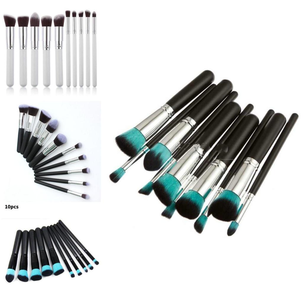 Cosmetic Brush Collection With Long Wooden Handles For Makeup Artists