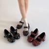 Retro Explosion Black French Thick Heel Light Mouth Single Shoes Women's 2025 New Autumn Skirt Heightening Mary Jane Shoes