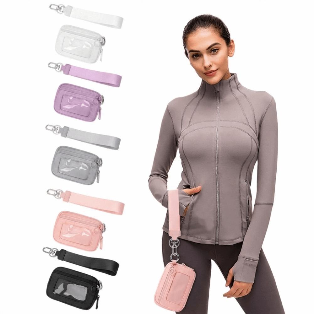 Hot Clear ID Window Wristlet Wallets Portable Lightweight Wrist Bag Zip Closure Waterproof Card Bag Travel