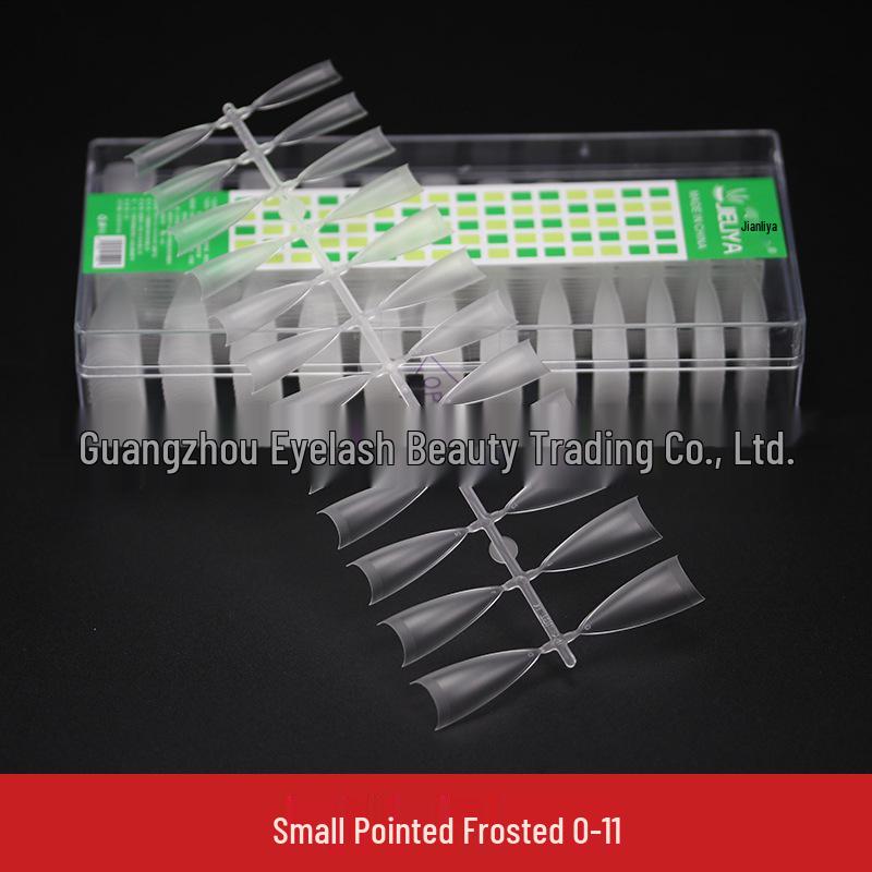 Crescent Curve Ultra Thin Shallow Half Cover Nail Tips - Transparent Frosted Milky White Extension for Salon Nail Art.