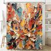 Colorful Abstract Bath Curtain Home Decor Shower Liner for Bathroom Accessories Set in White Bathtub Surrounding Area Tonal Pale