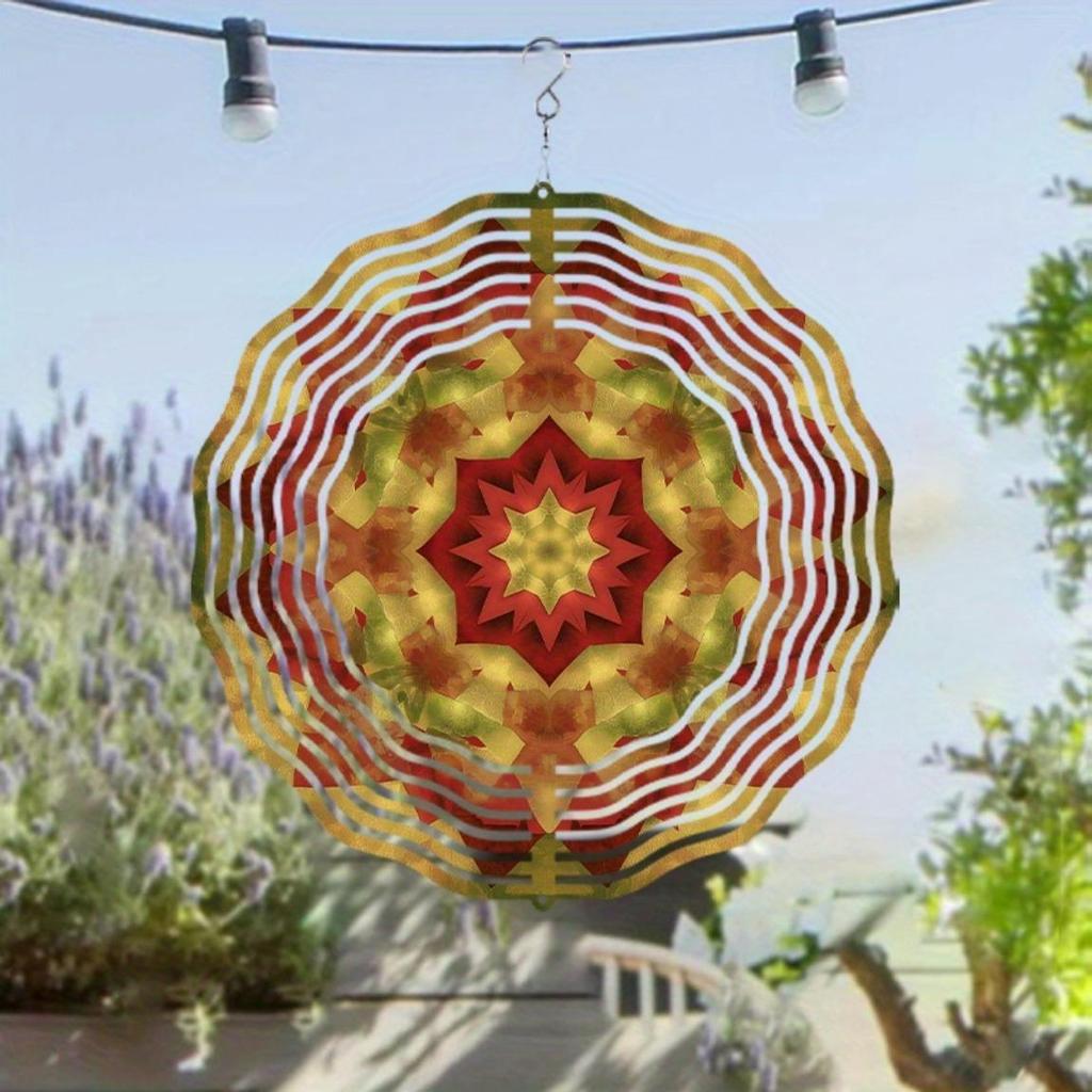 10 Inch Hanging Wind Spinner Mandala Design 360 Rotating Hook Artistic Outdoor Wind Chime for Balcony Garden Decor Spring Summer Gift