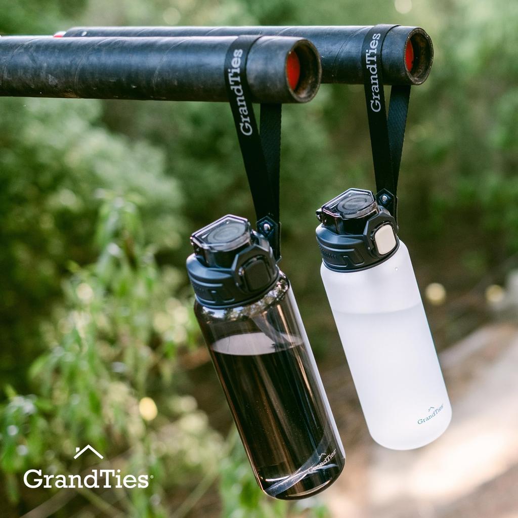 GRANDTIES Tritan Sports Water Bottle, 800ml, with a removable silicone straw, Tritan resin, leak-proof even upside down, one-push closure, and a