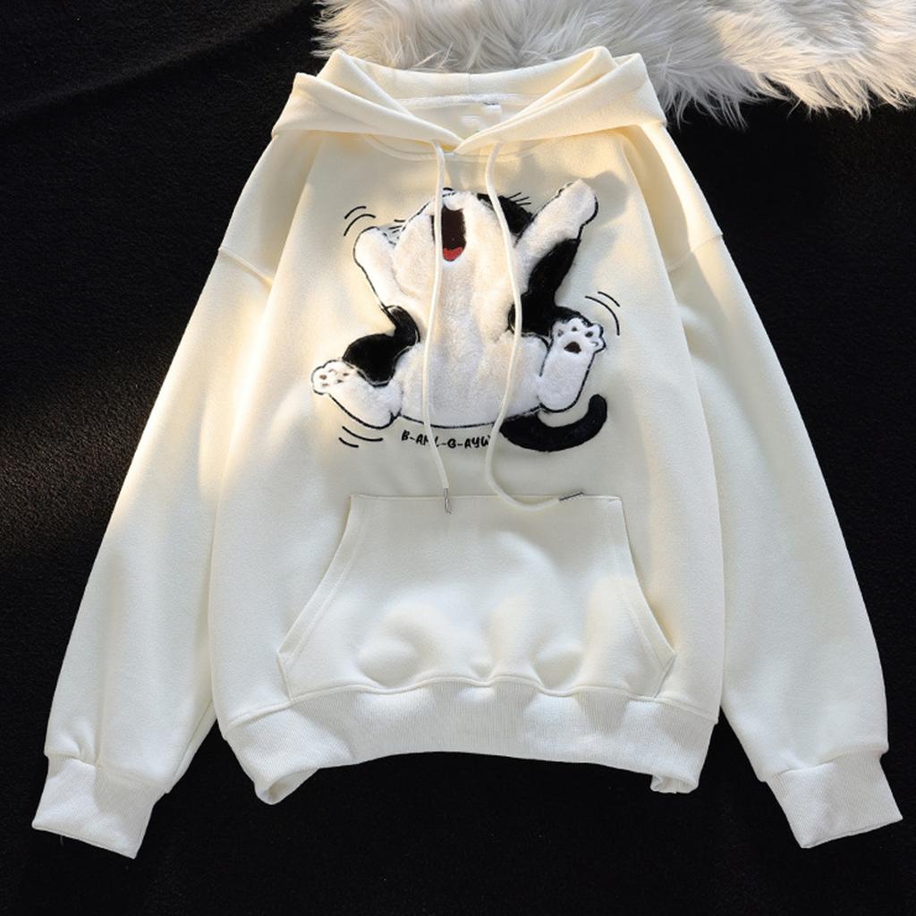 Ladies Fashion Casual Long Sleeve Round Neck Hoodie Pullover Top With  Pockets