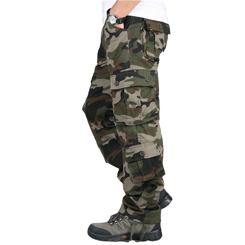 

Mens Trousers Multi-Pocket Work Cargo Pants Outdoor 44 зелений