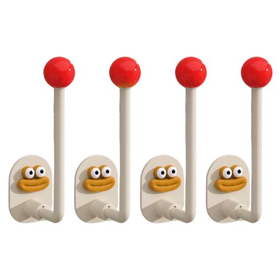 4Pcs Self Adhesive Wall Hooks Strong Load-bearing Creative Shape Easy to Install Punch Free Wall Mounted Clothes Key Towel Hangers